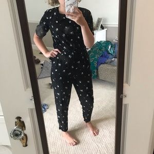Black floral jump suit